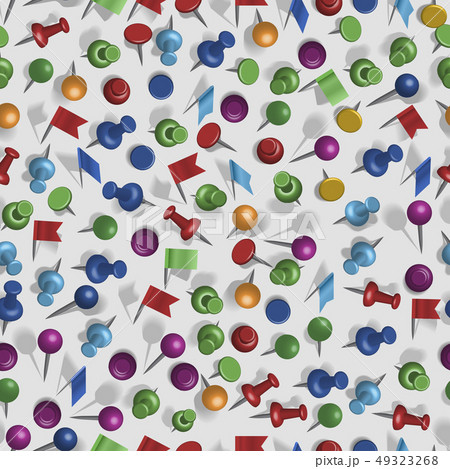 Pins vector seamless pattern colored flags thumbtack and tacks pin up memo notes on board 49323268