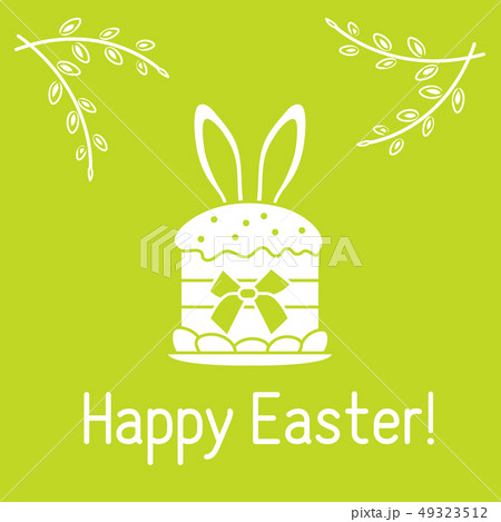 Easter cake, bunny ears, willow branches Linear 49323512