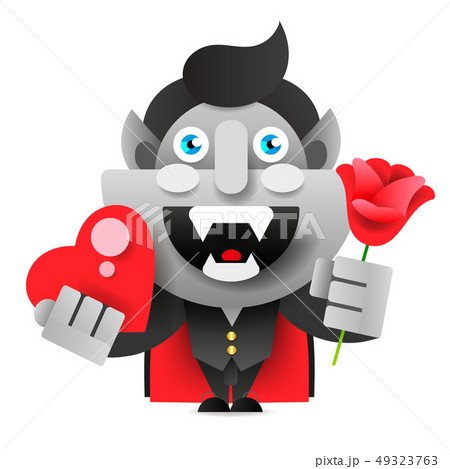 Funny Monster With Flowers And Heart Cartoon. 49323763