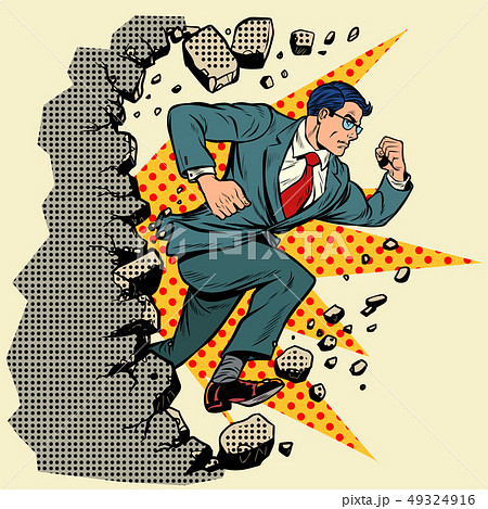 Leader businessman breaks a wall, destroys stereotypes 49324916