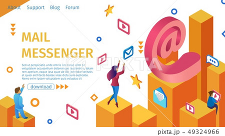 Landing Page Getting Mail Messenger Flat Banner. 49324966