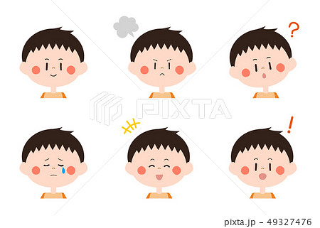 短髪の男の子 表情セットbのイラスト素材