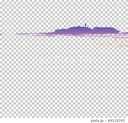 江ノ島（西浜）シルエット（あじさいパープル） 49328745