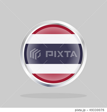 Flag of Thailand, Round button with metallic frame Flag of Thailand, Round button with metallic frame 49330076
