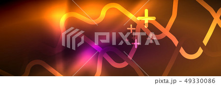 Glowing neon abstract lines, techno futuristic template 49330086