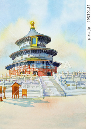 Paintings temple of heaven Beijing city in China. Paintings temple of heaven Beijing city in China. 49330182