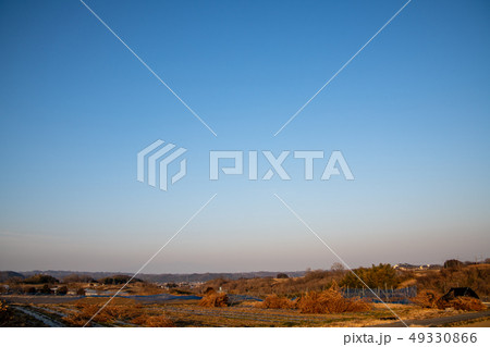 　群馬県甘楽町　西原西付近　夕景　　田園風景 49330866