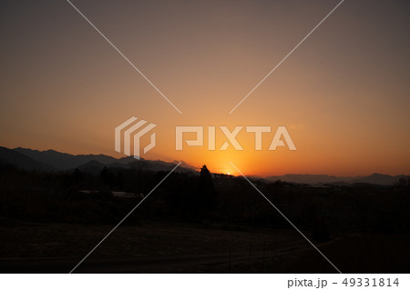 　群馬県甘楽町　西原西付近　夕景　山並み　ふれあいの丘 49331814