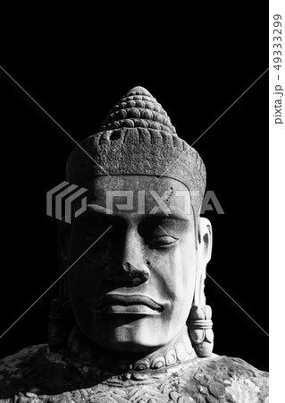 Black and White Massive stone carving faces of 49333299