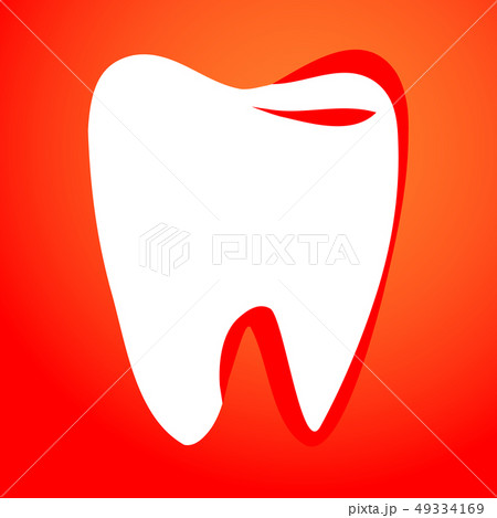 Tooth on a red background, template design element, Vector illustration 49334169