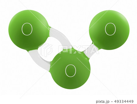 3d Illustration of green ozone molecule isolated on white 49334449