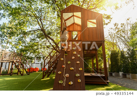 Asian kid playing at the playground 49335144