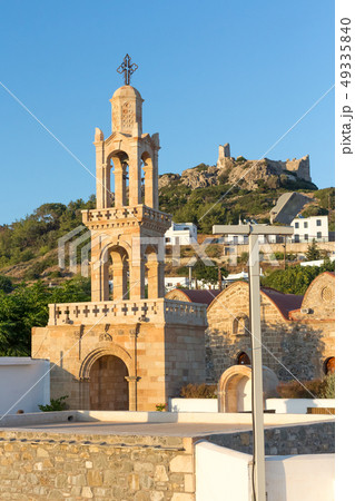 Orthodox church at sunset on Rodos, Greece. Orthodox church at sunset on Rodos, Greece. 49335840