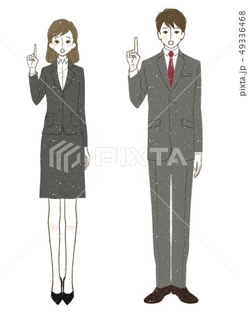 スーツ-女性-男性-指を立てる 49336468