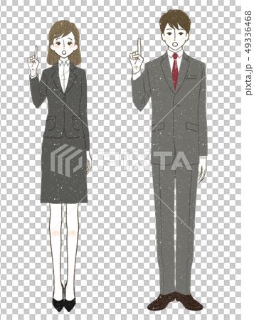 スーツ-女性-男性-指を立てる 49336468