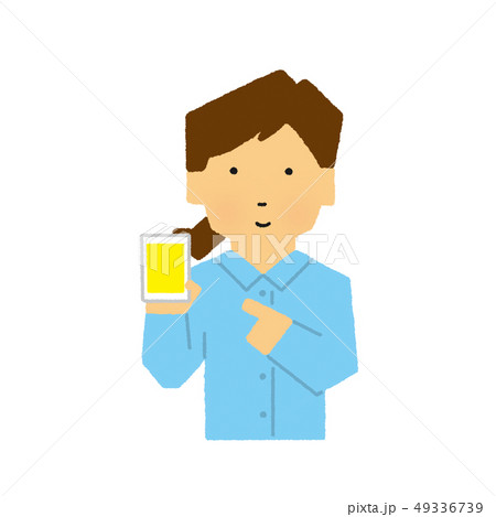 女性、スマホ、スマートフォン、説明、紹介（シンプルタッチ） 49336739