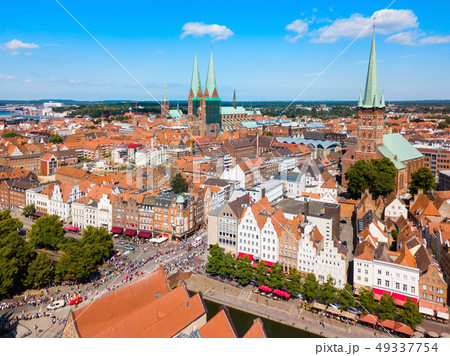 Lubeck old town aerial view 49337754