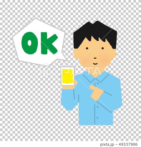 男性、スマホ、スマートフォン、ok、オーケー（シンプルタッチ） 49337906