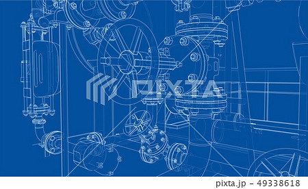Sketch of industrial equipment. Vector 49338618