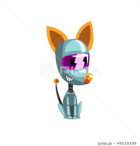 Cute robot dog sitting on the floor, artificial intelligence concept vector Illustration on a white 49339399