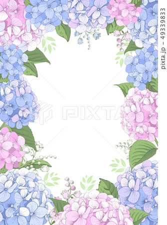 Floral Frame With Hydrangea Flowers Floral Frame With Hydrangea Flowers 49339833