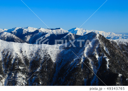 厳冬の北アルプス　雪山 49343765