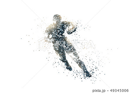 点描画風のラグビーのシルエット、PNG背景透明 49345006