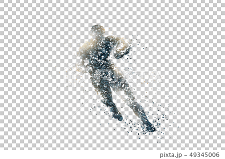 点描画風のラグビーのシルエット、PNG背景透明 49345006