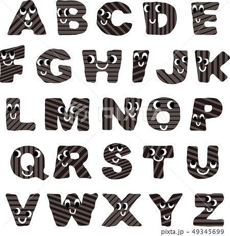 かわいい顔つきアルファベットのイラスト素材