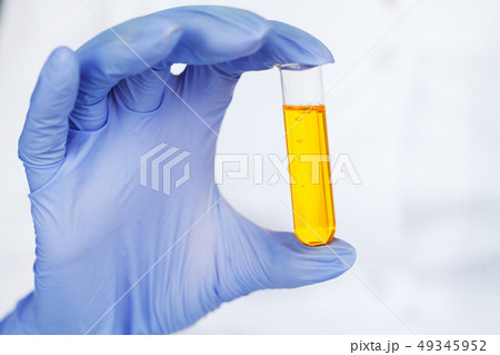 Medicine. Lab Technician Doing Chemistry Experiment. Close Up Of Scientist Checking Test Tube In 49345952