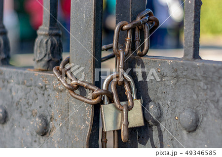 Gates closed on the chain and lock Gates closed on the chain and lock 49346585