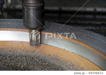 The  operation of CNC machining center . 49346625