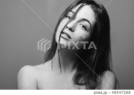 youth innocence calm peace woman naked shoulders 49347268