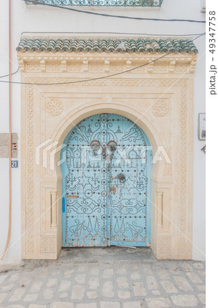 Traditional old painted door in a historical Traditional old painted door in a historical 49347758