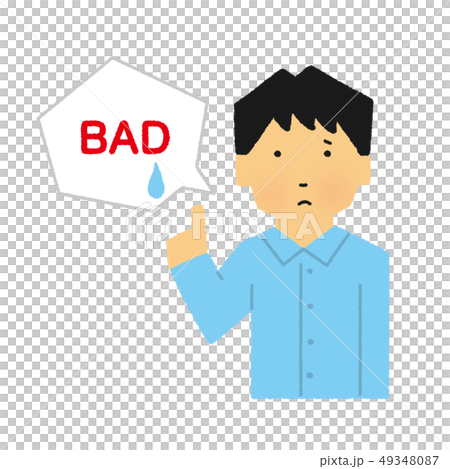 男性、案内、上半身、POP、BAD、ダメ（シンプルタッチ） 49348087