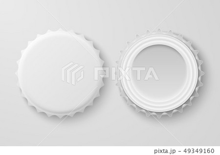Vector 3d Realistic White Blank Beer Bottle Cap Set Closeup Isolated on White Background. Design 49349160