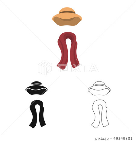 Vector design of hat and scarf sign. Set of hat and stylish stock symbol for web. 49349301