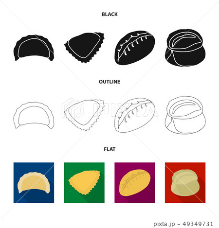 Vector design of products and cooking icon. Set of products and appetizer stock vector illustration 49349731