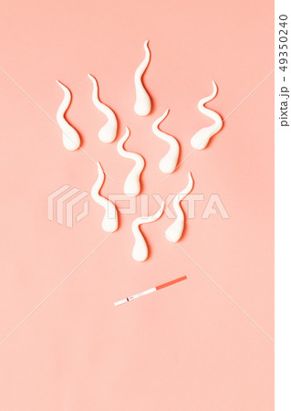 Medical concept. Figures of sperm and pregnancy Medical concept. Figures of sperm and pregnancy 49350240