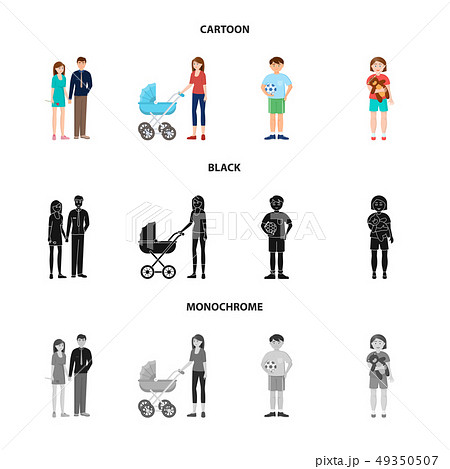 Isolated object of character and avatar symbol. Collection of character and portrait stock vector 49350507