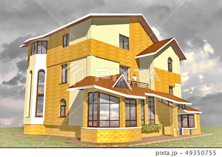 Dwelling House 3D Rendering 49350755