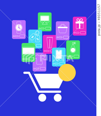 White Shopping Cart and Mobile Application Icons White Shopping Cart and Mobile Application Icons 49351157