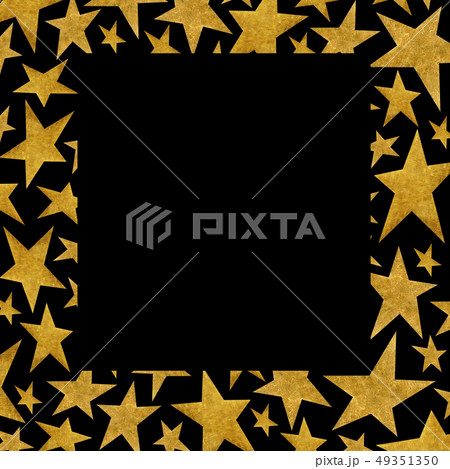 Square frame with gold metallic stars. 49351350