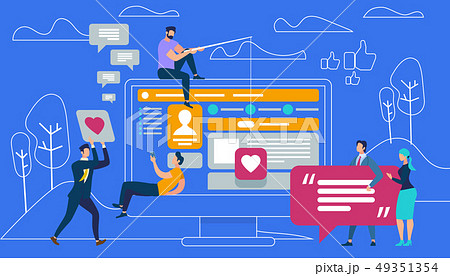 Guys and Women Sitting and Moving at Big Monitor Guys and Women Sitting and Moving at Big Monitor 49351354