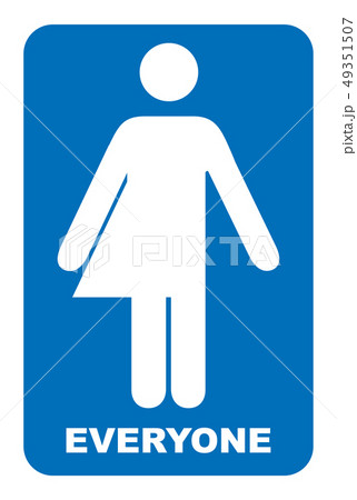 Gender neutral sign. Transgender restroom sign. illustration. Blue symbol isolated on white 49351507