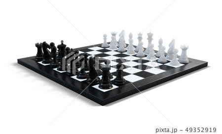 3D illustration chess game on board. Concepts business ideas and strategy ideas. Chess figures on 3D illustration chess game on board. Concepts business ideas and strategy ideas. Chess figures on 49352919