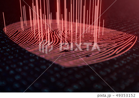 3D illustration Fingerprint scan provides security access with biometrics identification. Concept 49353152