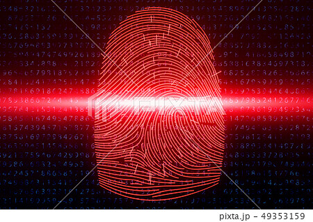 3D illustration Fingerprint scan provides security access with biometrics identification. Concept 49353159