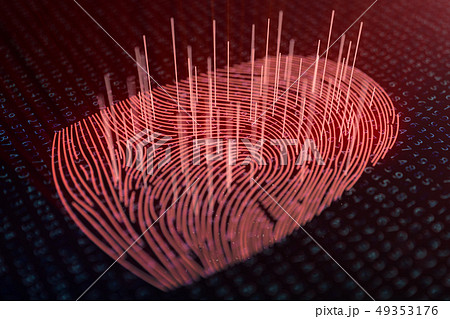3D illustration Fingerprint scan provides security access with biometrics identification. Concept 49353176