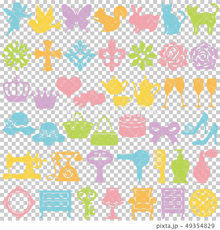 ガーリー素材　はんこ　スタンプ 49354829